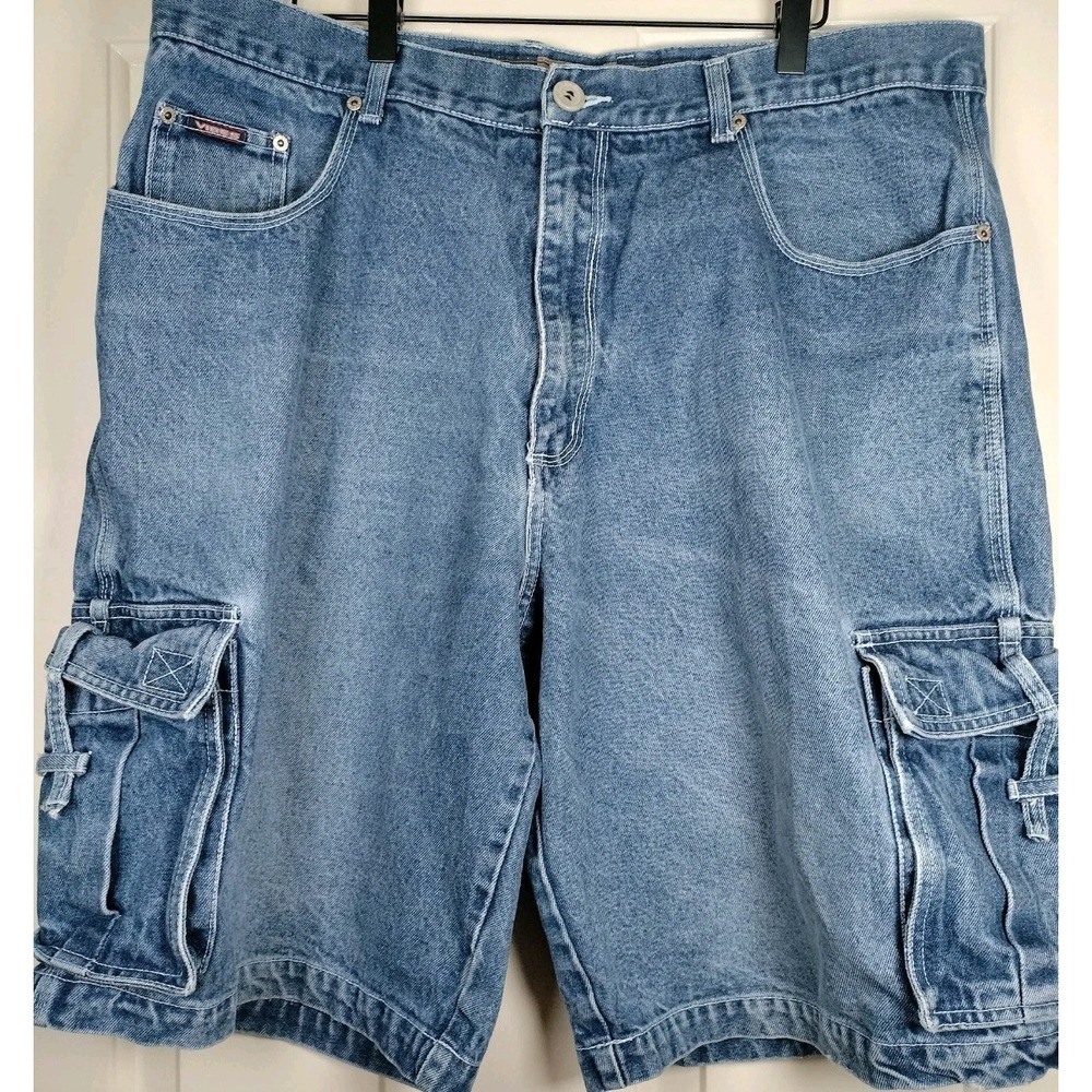 Vintage VIBES JEANS Denim Cargo Shorts Men's 40 Blue Medium Wash Baggy Jorts Y2K